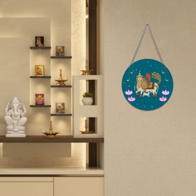 Pichwai Art Wooden Wall Hanging Decoration For Home, Bedroom, Living Room & Hall Traditional Wall Art Modern Decor Diwali Decoration Cow Art Wall Decor